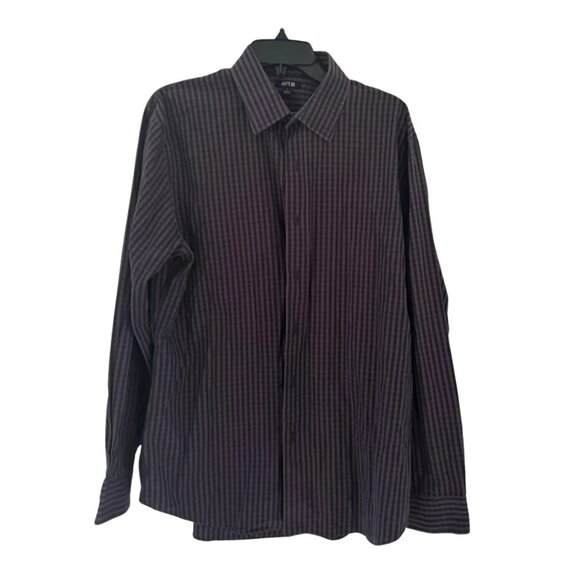 APT. 9 Men’s Large Purple Gingham Check Long Sleeve Button Up Shirt Casual Dress - Picture 1 of 3